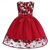 preiswerte Kleider für die Blumenmädchen-Mädchen&#039; 3D Blume Blumenmädchen Kleid Party Kleid Ärmellos Sommer Leistung Hochzeit Party Prinzessin Schön Süß kinderkleidung 4-12 Jahre abendkleider Schaukelkleid A Linie Kleid Midi Regular Fit