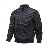 preiswerte Herrenjacken &amp; Herrenmäntel-Herren Bomberjacke übergangsjacke Ausgehen Tasche Frühling &amp; Herbst Einfach Klassisch Stehkragen Regulär Schwarz Gelb Rot Königliches Blau Hellgrau Jacken
