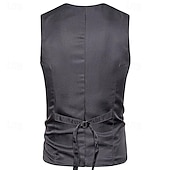cheap Men&#039;s Vest-Men&#039;s Vest Gilet Wedding Event / Party Daily Fashion Business Spring &amp;  Fall Patchwork Button 2 in 1 Polyester Comfortable Color Block Single Breasted One-button V Neck Regular Fit Black Navy Blue