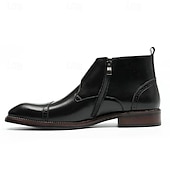 cheap Premium Leather Boots-Men&#039;s Premium Leather Buckle Ankle Boots - 100% Cowhide Zipper and Brogue Detailing for Formal and Casual Wear