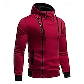 cheap Basic Hoodies-Men&#039;s Hoodie Full Zip Hoodie Wine Hooded Color Block Patchwork Sports &amp; Outdoor Daily Holiday Polyester Streetwear Basic Casual Spring &amp;  Fall Clothing Apparel Hoodies Sweatshirts  Long Sleeve