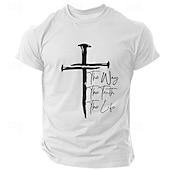 cheap Faith T shirts-Men&#039;s Cross Christian T Shirt Short Sleeve T shirt 3D Print Crew Neck Shirt Retro Vintage Casual Street Casual Bar Black White Blue Spring &amp; Summer Clothing Apparel S M L XL 2XL 3XL