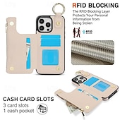 cheap iPhone Cases-Phone Case For iPhone 16 iPhone 15 Pro Max Plus iPhone 14 13 12 11 Pro Max Plus Mini SE Back Cover with Stand Holder Card Slot Ring Buckle Retro PC PU Leather