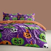 economico Set copripiumino-set copripiumino collezione halloween set 3 pezzi jack o lantern zucca super morbido delicato sulla pelle di lunga durata