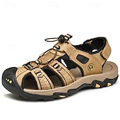 voordelige Buitensandalen-Bruin leren outdoorsandalen voor heren met verstelbare bandjes – duurzame en comfortabele wandelsandalen