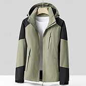 economico Softshell, pile e giacche da escursionismo-Per uomo Giacca Softshell Giubbino da escursione All&#039;aperto Color Block Antivento Resistente all&#039;acqua Giacca a vento Viaggi Grigio scuro Nero Avorio Verde