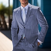 abordables Blazers pour hommes-Homme Remise de diplôme Blazer Affaires Cocktail Fête de mariage Mode Occasionnel Printemps &amp; Automne Polyester Rayures Boutons Avec Poches Confortable Simple Boutonnage veste Rose Claire Bleu Orange