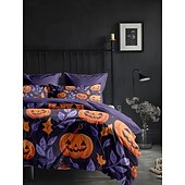levne Sady přikrývek-halloween podzimní sada povlečení na přikrývku z dýně - obsahuje povlak na přikrývku a povlak na polštář - slavnostní a útulný design - měkká a pohodlná látka - ideální pro halloween a podzimní výzdobu domova