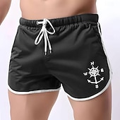 cheap Ocean Print-Men&#039;s Sailboat Swim Shorts Board Shorts Swimming Trunks Mid Waist Fashion Designer Athletic Surfing Leisure Sports Holiday Pocket Drawstring Elastic Waist Designer Clothing Apparel