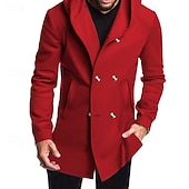 abordables Gabardina para hombre-Hombre Peacoat Gabardina Vacaciones Diario Otoño invierno Elastán Suave Ropa de calle Ropa Moda Clásico Plano Bolsillo Con Capucha Botonadura Doble