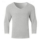 economico magliette di base-Per uomo Maglietta Maglietta a Maglia Camicia a Maniche Lunghe Manica Lunga Scollo a V Primavera &amp; Autunno Semplice Moda Designer Essenziale Lavoro a maglia Vacanza Streetwear Uscire Nero Blu marino