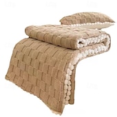 baratos Cobertores de cama-Tuff pom pom cobertor tridimensional corte flores de pelúcia espessamento capa cobertor luz luxo confortável cobertor de flanela