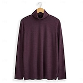 abordables camisetas basicas-Hombre Camiseta superior Camisa de manga larga Jersey de cuello alto simulado Manga Larga Cuello Alto Cuello de pila Invierno Primavera &amp; Otoño Color sólido Diario Casual Estilo callejero Cuello Alto