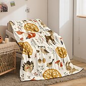 cheap Blankets &amp; Throws-Autumn Animal Flannel Blanket - Soft and Cozy Fabric - Warm and Comfortable Design - Perfect for Fall Home Decor and Snuggling - Ideal for Sofa or Bed