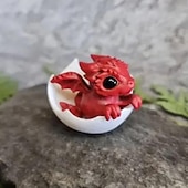 cheap Statues-Newborn Dragon in Egg Figurine - Resin Fantasy Decor for Desk, Home, and Collectors - Mythical Creature Sculpture Adds Whimsical Charm