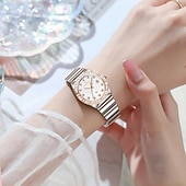 baratos Relógios Quartz-Novo Tendência da Moda com Pulseira de Aço Inoxidável Presente para o Dia das Mães para Relógio de Mulheres Textura Calendário Luminosa Marca Simples e Luxuosa Relógio de Quartzo Casual para Vida