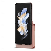 ieftine Carcasă Samsung-telefon Maska Pentru Samsung Galaxy Z Flip 7 Z Flip 6 Z Flip 5 Z Flip 4 Z Flip 3 Capac Spate Fermoar cu Lanyard Loc pentru card Retro TPU PU piele