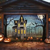 halpa Halloween koristelu-halloween oven koristeet ulkona halloween autotallin oven kansi kurpitsa noita banneri pelottava linna suuri taustakoristeet lomalle ulkoautotallin ovi kodin seinäkoristeet