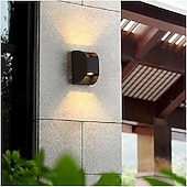 cheap Outdoor Wall Lights-LED Outdoor Wall Light Warm White 1/2-Light Contemporary Minimalist Cube IP65 Waterproof Aluminum 3W Garden Home Villa Street Decorative Pillar Lamps 3000K