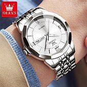 olcso Quartz órák-OLEVS Férfi Kvarc Luxus Nagy számlap Divat Üzlet Fénylő Naptár Dátum VÍZÁLLÓ Rozsdamentes acél szíj Néz