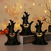 voordelige Halloween Prop Verlichting-Halloween gejaagd huis licht decoratie licht spookstronk nachtlampje grimas led elektronisch kaarslicht halloween party thuis scène lay-out 1/3 stuks