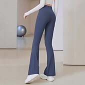 billiga Yoga Leggings &amp; Tights-Dam Yogabyxor Utsvängda byxben Elastiskt midjeband Hög midja Yoga Gymträning Pilates Trikåer Mörkgrå Svart Blå sporter Sportkläder Elastisk Smal