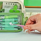 お買い得  ペンケース＆ホルダー-新しい透明ペンバッグ大容量多層文房具バッグ、学生の鉛筆ケースを収納