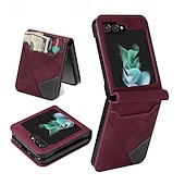 cheap Samsung Cases-Phone Case For Samsung Galaxy Z Flip 7 Z Flip 6 Z Flip 5 Z Flip 4 Z Flip 3 Flip Cover Card Slot Shockproof Retro Geometric Pattern PC PU Leather