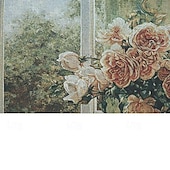 baratos Tapeçarias tecidas em jacquard-tapeçaria tecida jacquard gobelin aubusson arte de parede pendurada grande tapeçaria reprodução tear tecido de algodão tulipas em um vaso tapeçaria belga (sem borlas e haste)