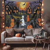 olcso halloween faliszőnyegek-macskák függő gobelin parasztház sütőtök fal művészet nagy kárpit falfestmény dekoráció fénykép háttér takaró függöny otthon hálószoba nappali