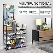 cheap Storage Racks-5-Tier Shoe Rack Organizer, Freestanding Coat and Shoe Rack, 25 Pairs Shoe Shelf for Entryway