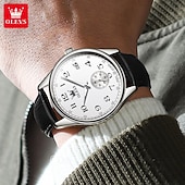 Недорогие Кварцевые часы-OLEVS Мужчины Кварцевые Минималистский Мода Наручные часы Светящийся Календарь ЗАЩИТА ОТ ВЛАГИ Украшение Кожа Часы