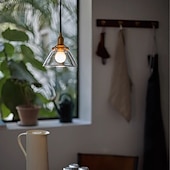 cheap Pendant Lights-LED Pendant Light Warm White 14cm 1-Light Natural Decorative Lamp Base Hanging Lamp Adjustable Rope Indoor Light Translucent Patterned Glass Lampshade Ceiling Hanging Light Dining Room Living Room 110-240V