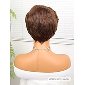 economico Parrucche trendy sintetiche-Parrucche sintetiche Diritto naturale Bob corto Parrucca 8&quot; Marrone scuro Capelli sintetici Da donna Marrone scuro