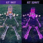 お買い得  ハロウィンの屋外-ハロウィーンの照明付きスケルトンランプ 中庭の庭の装飾小道具 LED 発光ゴーストハンド スケルトンハンド 地面に挿入されたランプ 休日の雰囲気の装飾小道具 US 110V 1個