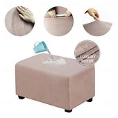 abordables Housse de pouf-Housse de pouf en velours rectangulaire, housse de rangement pour pouf, housse de repose-pieds épaisse et extensible avec bande élastique