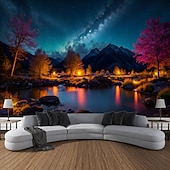 cheap Landscape Tapestry-Nature Stars Sky Hanging Tapestry Wall Art Large Tapestry Mural Decor Photograph Backdrop Blanket Curtain Home Bedroom Living Room Decoration