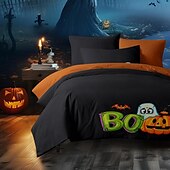 levne Sady přikrývek-kolekce halloween sada povlaků na přikrývky Jack o lucerna dýně 3dílná sada super měkká šetrná k pokožce s dlouhou životností