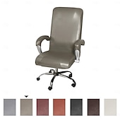 abordables Housse de chaise-housse de chaise de bureau imperméable et extensible - design simple et moderne - housse de chaise d&#039;ordinateur en cuir PU - durable et facile à nettoyer - parfaite pour protéger et améliorer les