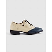 economico Scarpe oxford da donna-Per donna Oxford Retrò Scarpe Bullock Esterno Ufficio Giornaliero Motivo cashemire Color Block Lacci Quadrato Punta tonda Vintage Classico PU Con lacci intrecciali Bianco/blu