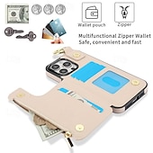 cheap iPhone Cases-Phone Case For iPhone 16 iPhone 15 Pro Max Plus iPhone 14 13 12 11 Pro Max Plus Mini SE Back Cover with Stand Holder Card Slot Ring Buckle Retro PC PU Leather