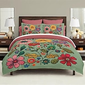 cheap Duvet Cover Sets-Botanical Floral Duvet Cover Set - Includes Duvet Cover and Pillowcases - Elegant Nature-Inspired Design - Soft and Comfortable Fabric - Perfect for Bedroom Decor
