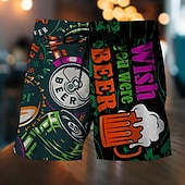 levne Jídlo a nápoje-Pánské Písmeno Pivo Plavecké trenýrky Plavky pánské Surfovací šortky Středně vysoký pas Módní Havajské Designové Ležérní Denní Dovolená Kapsy Šňůrky Elastický pas Návrhář Oblečení