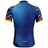 economico Maglie da uomo-Men's Cycling Jersey Color Block Geometic Short Sleeve Bike Tee Tshirt Jersey Top with 3 Rear Pockets Mountain Bike MTB Quick Dry Breathable Sports Red Navy Blue Blue Clothing Apparel
