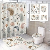 economico Tende doccia-Tenda da doccia con 12 ganci in plastica 180cm*180cm (70&quot;*70&quot;) set di tende da doccia acquerello poliestere impermeabile tappetino antiscivolo copri WC tappeto per bagno per decorazione della vasca