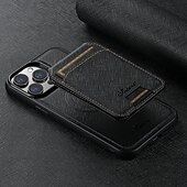 お買い得  iPhone用ケース-電話 ケース 用途 iPhone 16 iPhone 15 プロマックスプラス iPhone 14 13 12 Pro Max Plus バックカバー スタンド付き 磁石バックル ワイヤレス充電をサポート レトロ風 TPU PUレザー