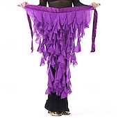 abordables Ropa de danza del vientre-Bufanda de danza del vientre para mujer, falda con cinturón, cinturón de baile latino, falda ondulada con borlas para rendimiento