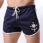 cheap Ocean Print-Men&#039;s Sailboat Swim Shorts Board Shorts Swimming Trunks Mid Waist Fashion Designer Athletic Surfing Leisure Sports Holiday Pocket Drawstring Elastic Waist Designer Clothing Apparel