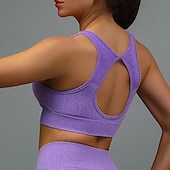 voordelige Sport bh&#039;s-Dames Lichte ondersteuning Sport bh&#039;s Running BH Open achterkant Verwijderbare vulling Goede top Gewatteerd Fitness Recreatiesport Hardlopen Ademend Lichtgewicht Zacht Zwart Rood Marine Blauw Effen