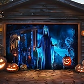 halpa Halloween koristelu-halloween oven koristeet ulkona halloween autotallin oven kansi kurpitsa noita banneri pelottava linna suuri taustakoristeet lomalle ulkoautotallin ovi kodin seinäkoristeet